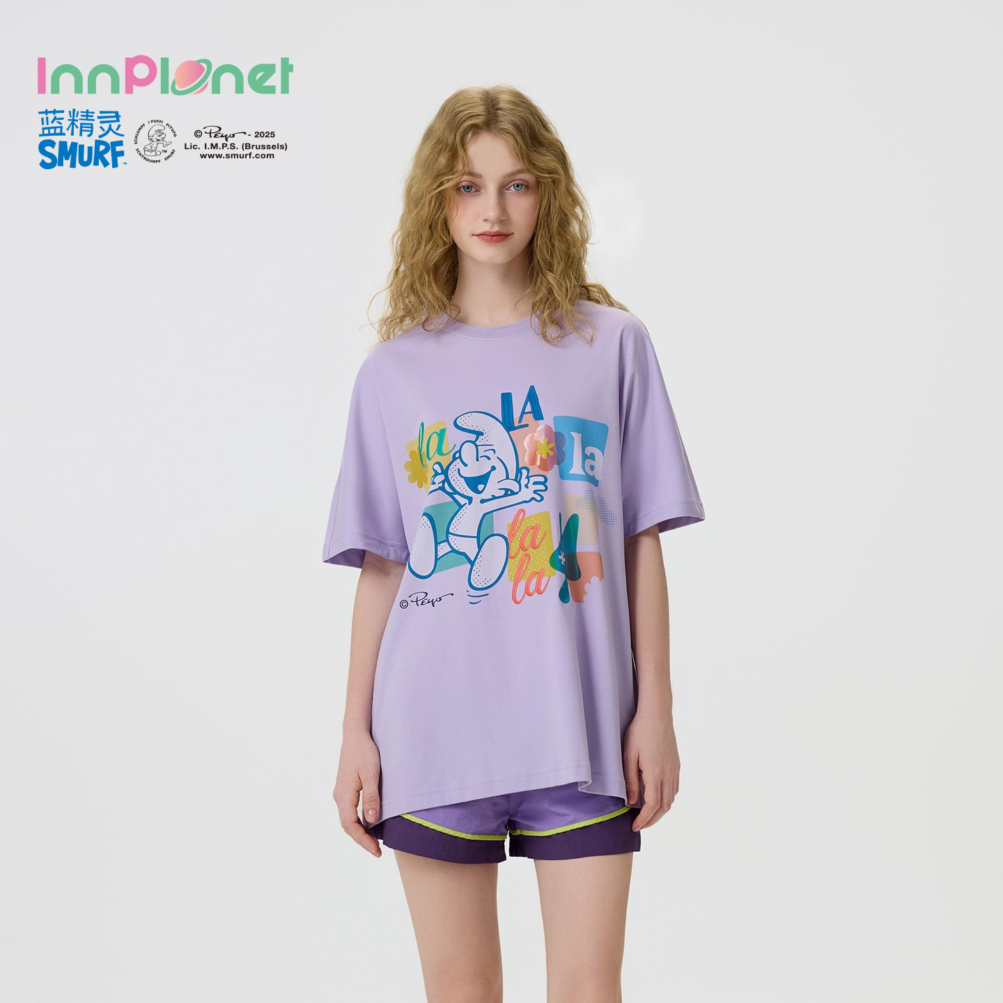 innplanet蓝精灵印花宽松短袖T恤
