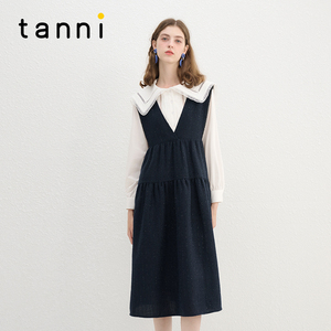 tanni新款法式淑女文艺复古无袖背心连衣裙TN11DR022A