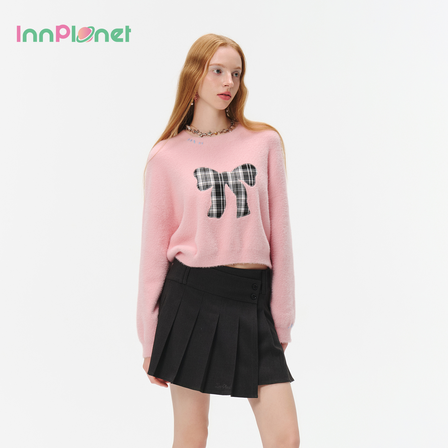 innplanet25秋冬新款甜美少女风针织套头衫PO31KN032A