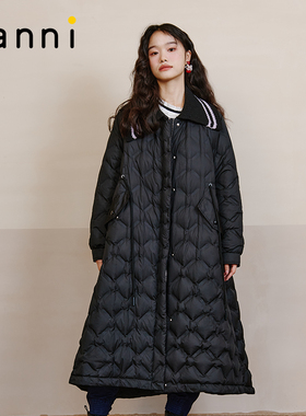 tanni秋冬新品简约慵懒风A版廓形长款宽松羽绒服TL31DJ012A