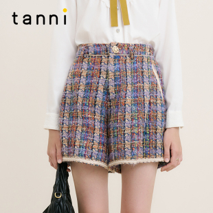 tanni新款 TM31SP012B 气质百搭粗花呢A型小香风短裤