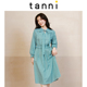 tanni早秋新品 法式 淑女气质显瘦优雅系带领连衣裙TL31DR603A