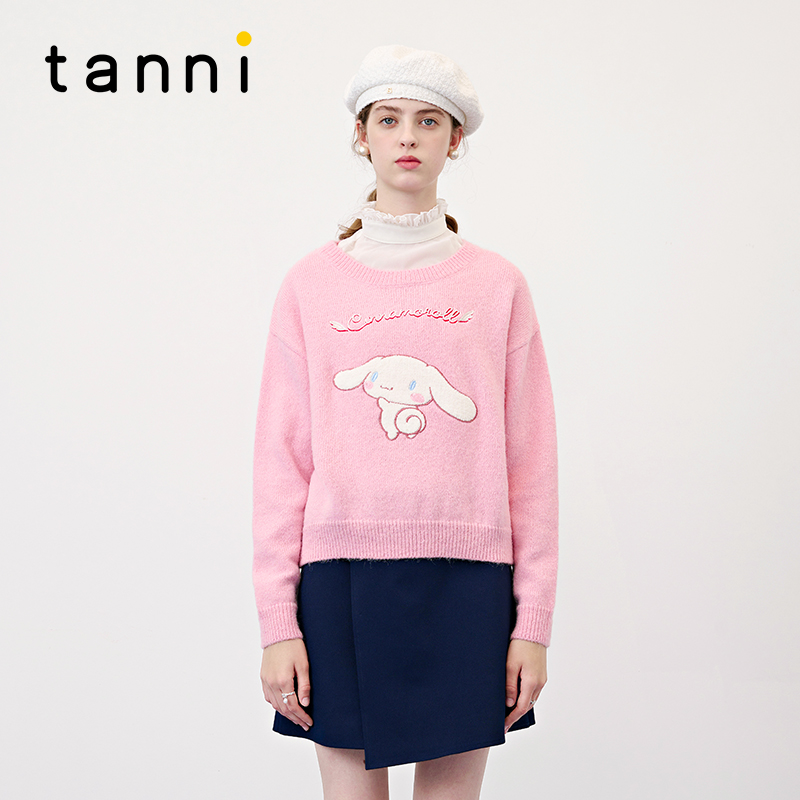 tanni大耳狗甜美套头圆领针织衫