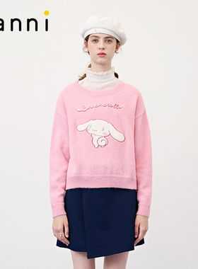 tanni新款大耳狗联名甜美学院套头圆领针织衫TM31KN861A