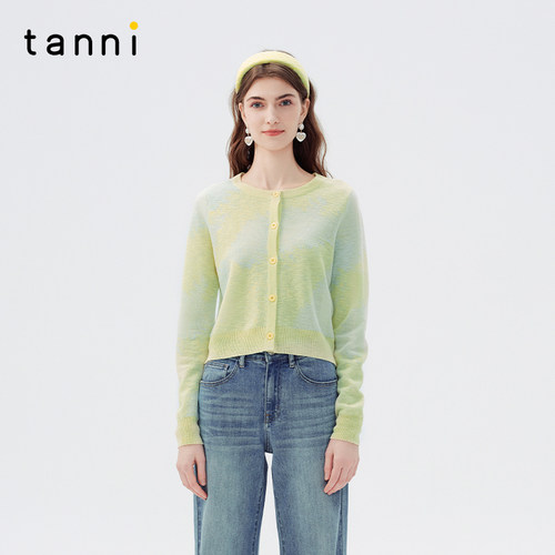 tanni小清新百搭圆领针织开衫