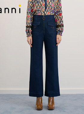 tanni新款通勤百搭复古时尚弹力喇叭裤TM31PA031A