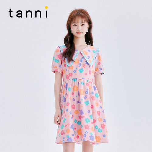 tanni田园度假风高级A字版连衣裙