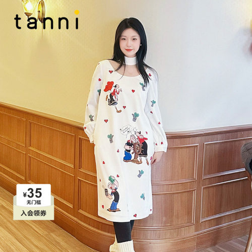 tanni大力水手印花高领连衣裙