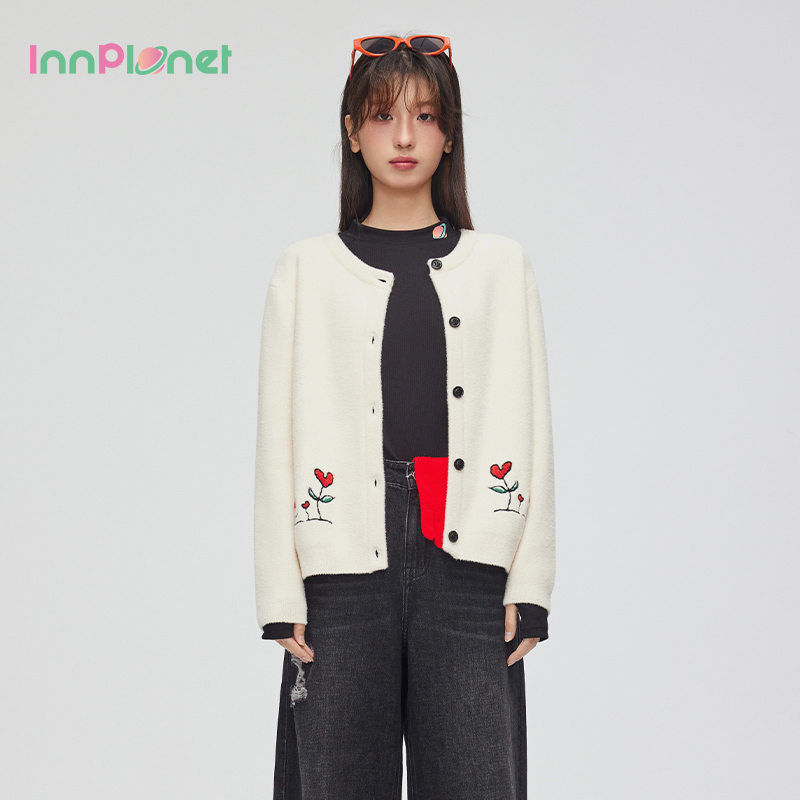 innplanet圆领休闲百搭针织开衫