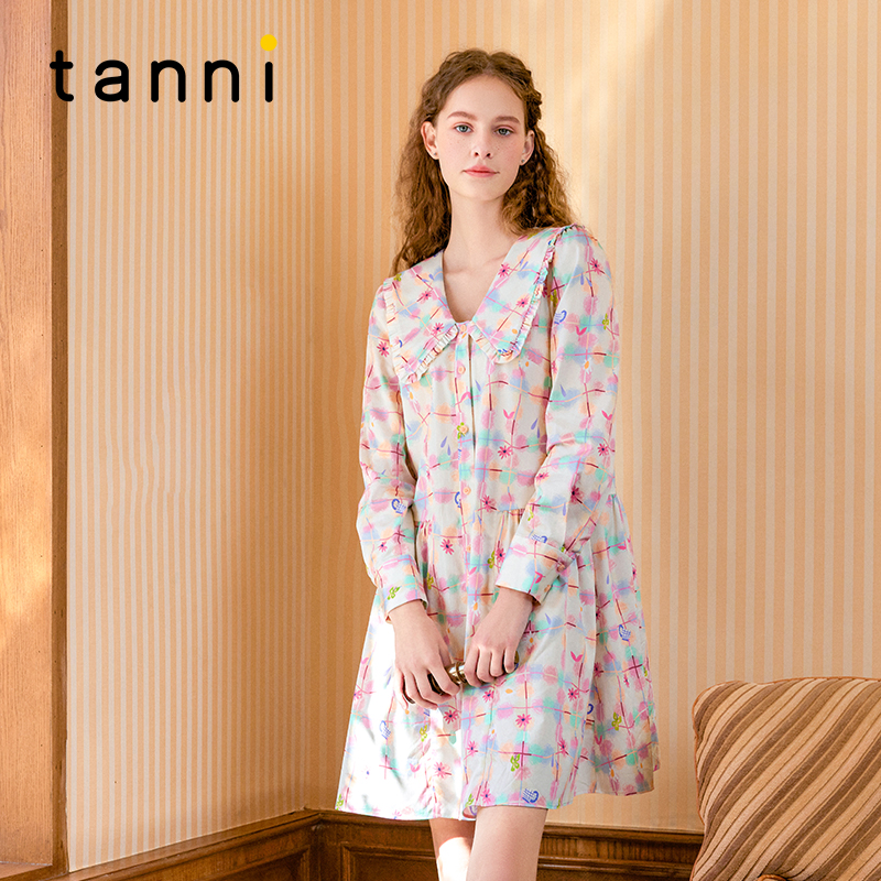 tanni可爱少女娃娃领高级连衣裙