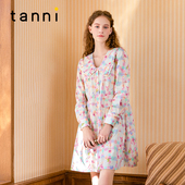 tanni新款 甜美可爱中式 娃娃领碎花印花连衣裙TN11DR159A