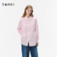 tanni新款 上衣TO31SH018B 通勤简约优雅珍珠花边领宽松条纹衬衫