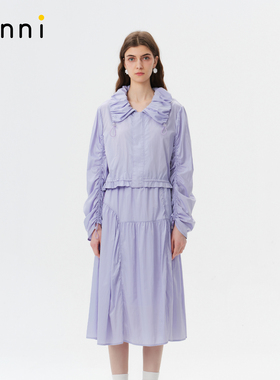 tanni25秋新款温柔气质淡紫色轻薄防晒外套半身裙女TO11OW012A