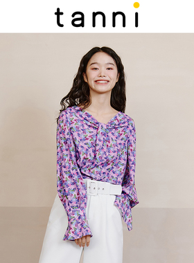tanni冬季通勤休闲百搭短款花卉印花上衣TL31BL003A