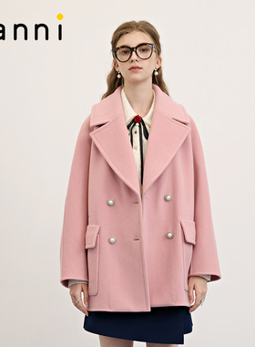 tanni新款通勤时尚百搭翻领绵羊毛大衣外套TM31CO029B
