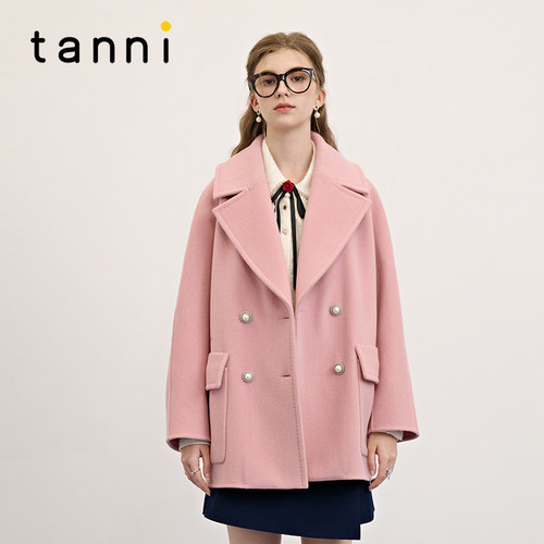 tanni通勤时尚翻领绵羊毛大衣