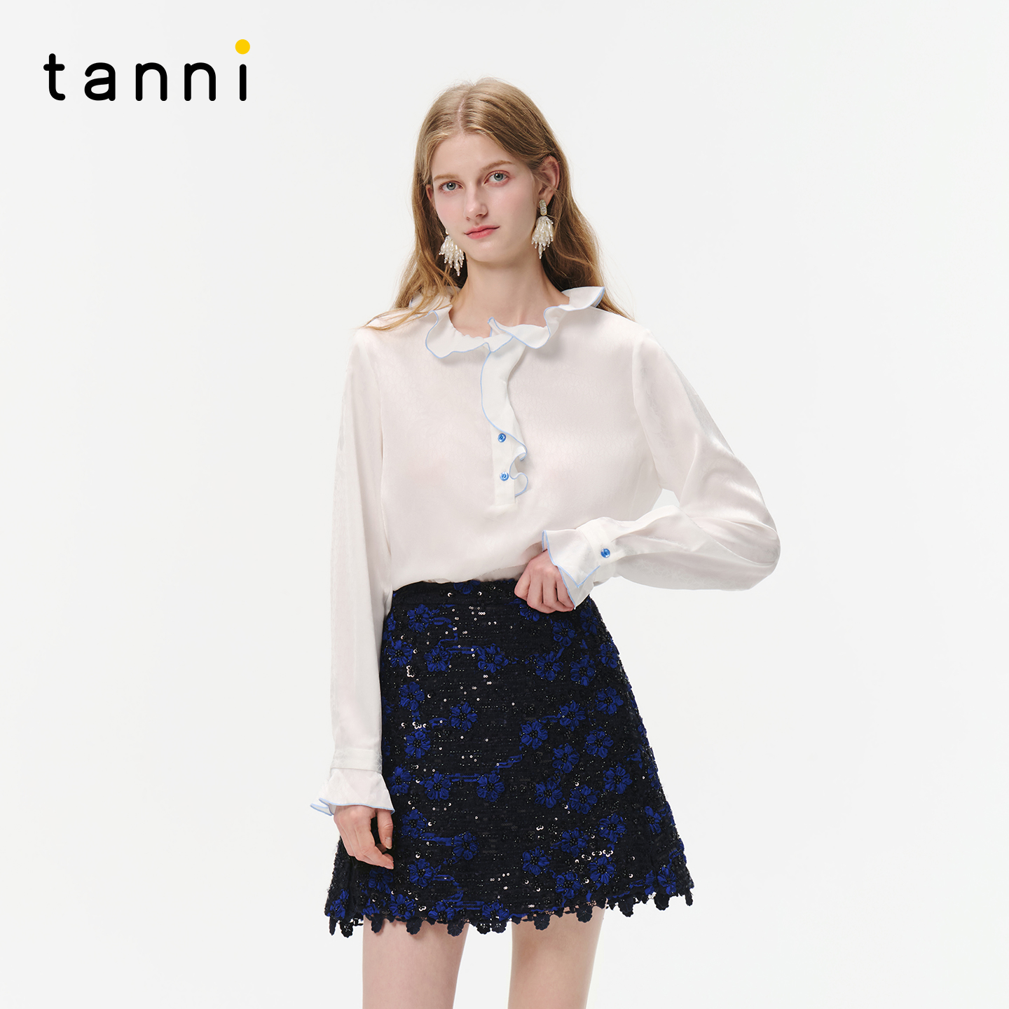 tanni荷叶领甜美气质上衣