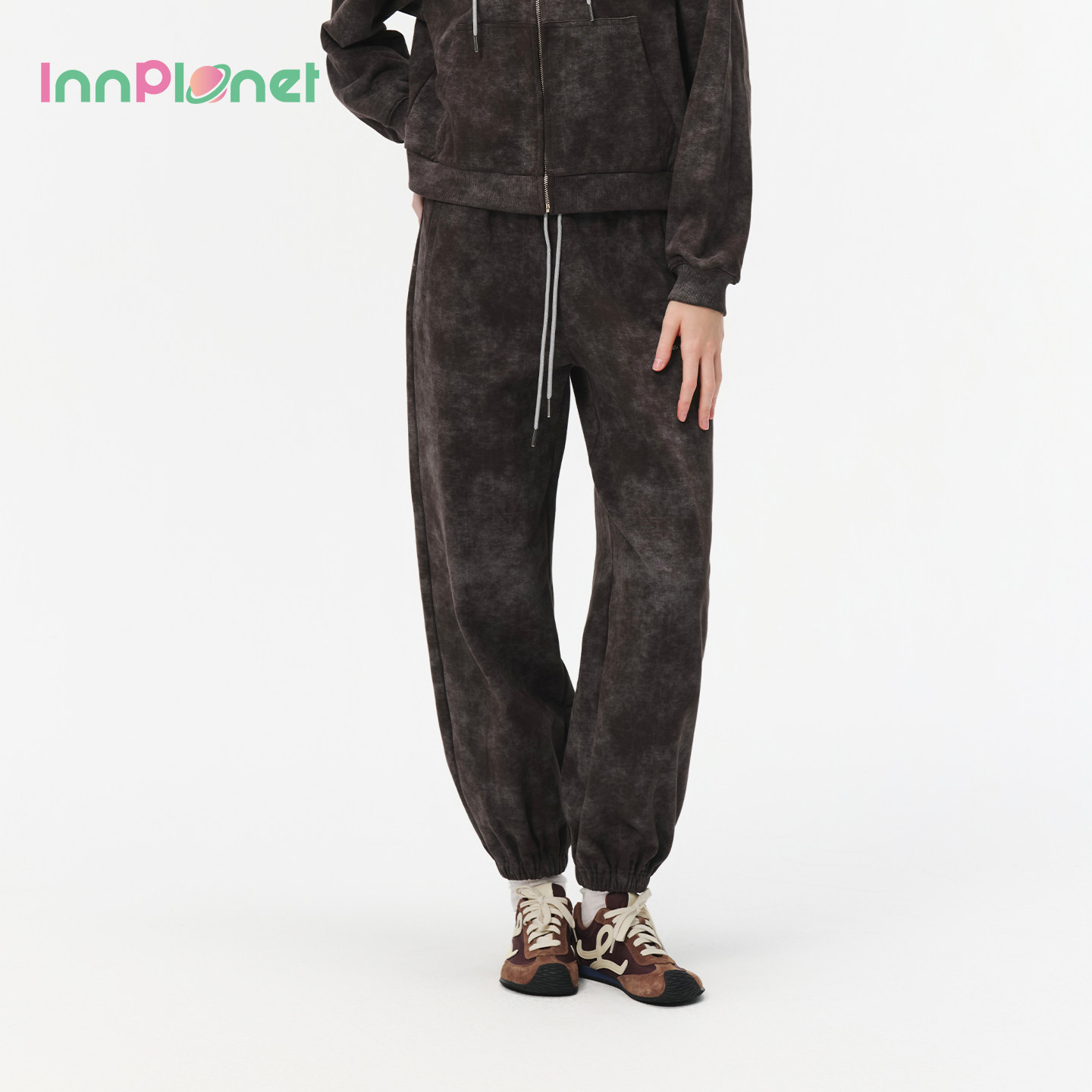 innplanet25秋冬新款蓝精灵系列复古水洗个性刺绣长裤PO31PA023A