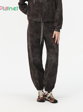 innplanet25秋冬新款蓝精灵系列复古水洗个性刺绣长裤PO31PA023A