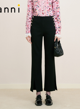 tanni新款通勤百搭显瘦排扣时尚微喇西装裤TM31PA006A