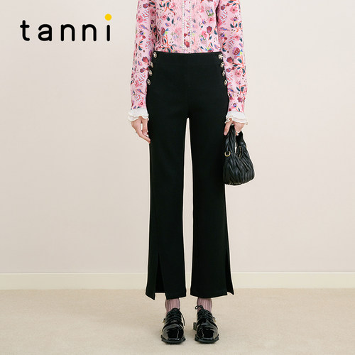 tanni通勤百搭显瘦微喇西装裤