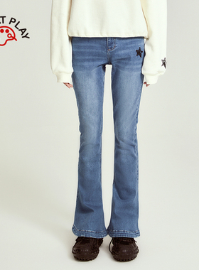 【酷企鹅系列】INNAT PLAY25秋季款弹力喇叭牛仔长裤女PM31DE031A