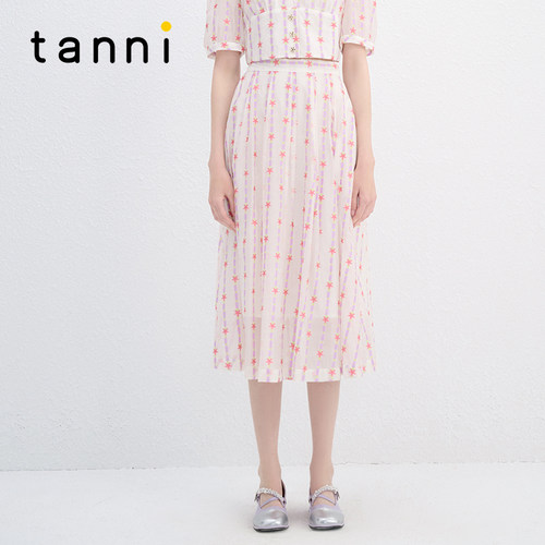 tanni度假风优雅海星条纹半身裙