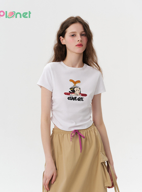 innplanet25秋新款大力水手联名休闲短袖修身百搭T恤女PO11TS102A