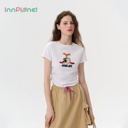innplanet25秋新款大力水手联名休闲短袖修身百搭T恤女PO11TS102A