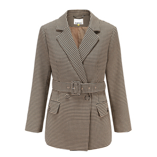 显瘦通勤千鸟格百搭西装 复古修身 外套TL31BZ600A 款 tanni2025秋季