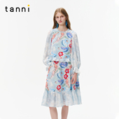 tanni25秋繁花秘境系列复古优雅丝绒印花上衣半裙套装 TO31BL011A