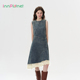 innplanet25秋新款 甜酷复古蕾丝拼接无袖 牛仔连衣裙女PO11DE102A