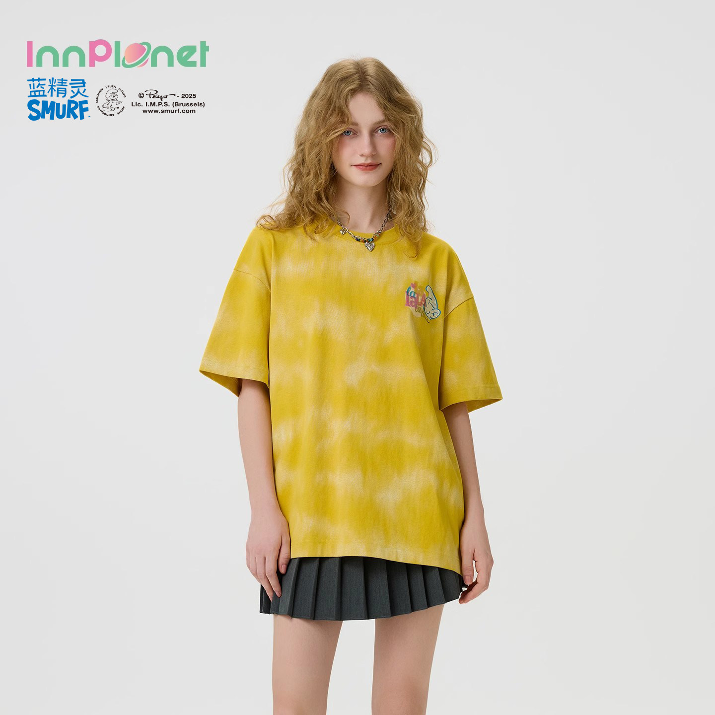 innplanet蓝精灵卡通印花宽松T恤