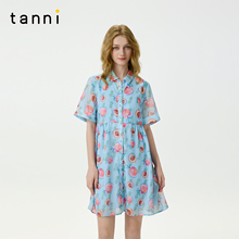 tanni爆款追加春夏新款甜美印花Polo领衬衫连衣裙TO11DR902A