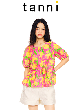 tanni新款度假风舒适透气休闲优雅宽松上衣TL11BL002C