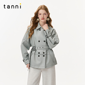 tanni26春新款 通勤时尚 港风复古廓形收腰pu皮衣外套TO31JK001C