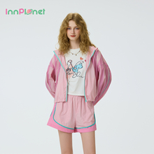 innplanet25夏新款撞色休闲百搭显瘦防晒运动外套短裤PO11OW041A