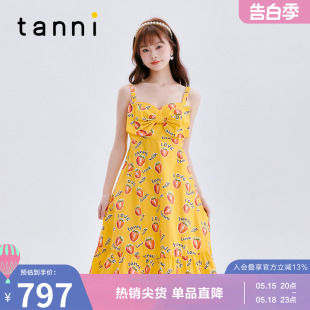 连衣裙TL11DR025A tanni春夏甜美可爱俏皮度假休闲吊带式 长款