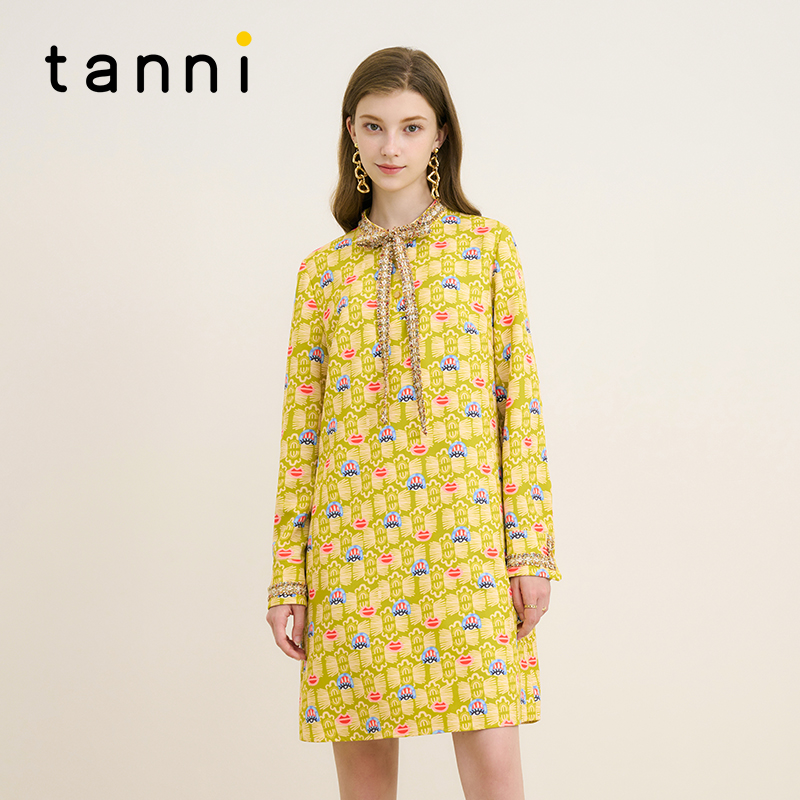 tanni撞色系带百搭显瘦连衣裙