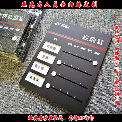 亚克力去向牌定制创意磨砂办公室门牌可更换在岗人员名一览科室牌