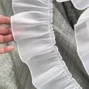 纯色哑光素色木耳边带锁边素锦锻褶皱窗帘纱帘花边米色白色黑色