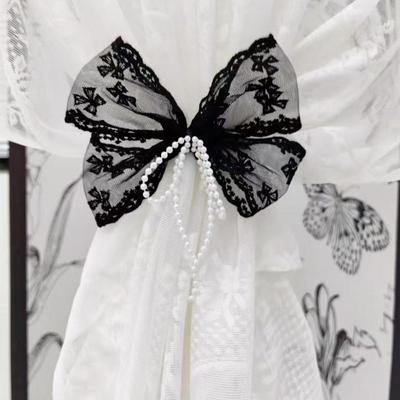 黑色复合蕾丝蝴蝶结两用款