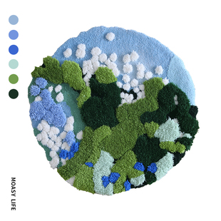 高档陌希 手工轻奢地毯高级感客厅茶几苔藓感地垫羊毛圆形床边毯