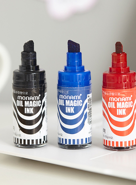 慕娜美monami工业斜头记号笔05006油性标记笔8mm宽头马克笔黑红蓝