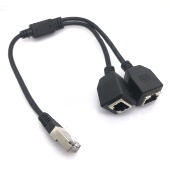 网线一分二 超六类宽带网线一分二网络分线器 RJ45一拖二千兆网线