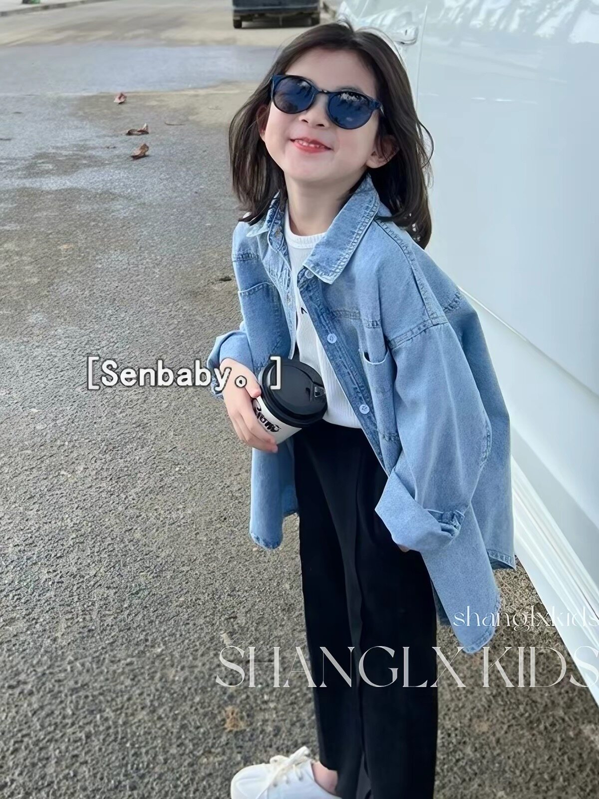 女童外套秋季牛仔大童薄款2026新款上衣套装儿童衬衫长袖女孩秋装图片