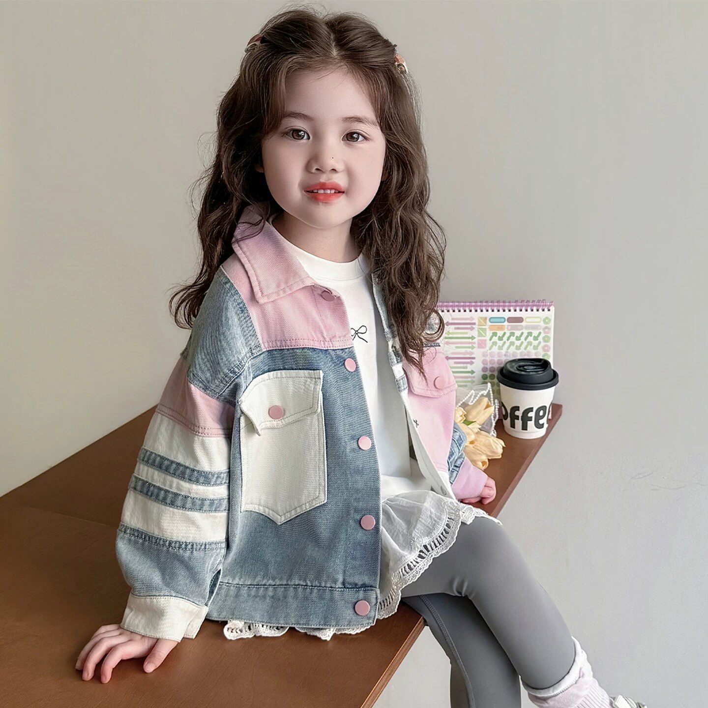 女童洋气春秋季牛仔外套2026新款女宝宝休闲韩版时髦上衣儿童春装