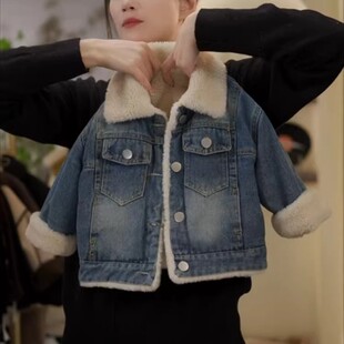 春装新款韩版男小童时尚保暖加绒加厚牛仔外套洋气秋装儿童男宝潮