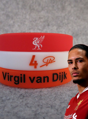 范迪克手环足球星利物浦4号Virgil van Dijk签名夜光硅胶腕带礼物