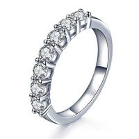 A simple single-row diamond ring made of 18K white gold and seven diamonds, a pure silver moissanite ring and tail ring for both men and women thumbnail 5